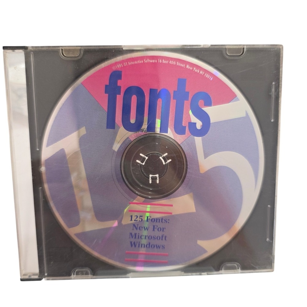 125 Fonts for Microsoft Windows PC CD-ROM GT Interactive Untested Software